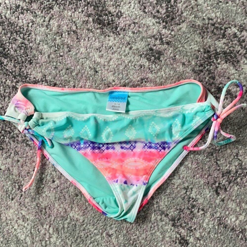 Catalina Women’s Tie Dye Multicolor Tie Swim Full Coverage Bikini Bottom Sz M